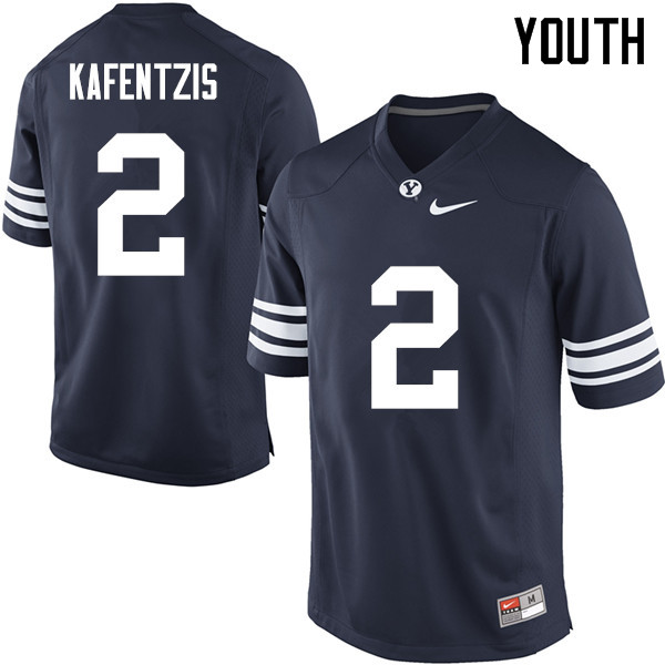 Youth #2 Austin Kafentzis BYU Cougars College Football Jerseys Sale-Navy - Click Image to Close